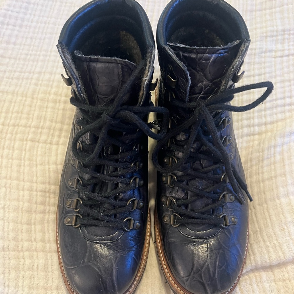 Taft Black Leather Viking Lace-Up Boots